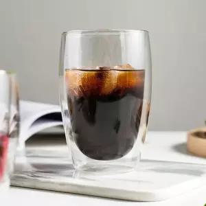 유리 커피컵 소형 이중유리 차컵 카페 이중유리컵 유리잔 이중유리물컵 내열유리컵