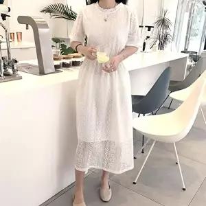 원피스 레이스 호캉스 셀프웨딩 휴양지 밴딩 롱 지퍼 (KYR-WEE90F7)