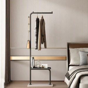 바이디움 스탠드형 공간 좁은 행거 코트랙 블랙 옷걸이대 정리대