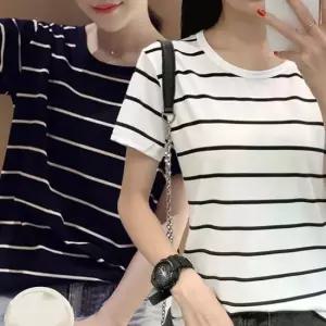 반팔 단가라 줄무늬 티 클래식 스트라이프티셔츠