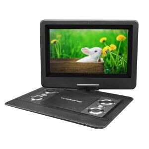 컬러 TFT LED 화면과 USB/HD/AV 입력이 있는 Trexonic 12.5인치 휴대용 TV+DVD 플레이어, 블랙