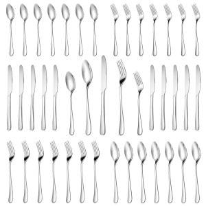 광택 30개 스테인리스 6개 스틸 주방 포크 세트 세척기 식사 mutnitt 실버웨어 스푼 있는 거울 안전 나이프 내구성 식기