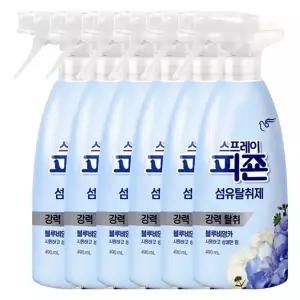 스프레이 섬유탈취제 블루비앙카 490ml X 6개 옷장 냄새제거제 옷걸이 소취제 옷장용 용제 의류