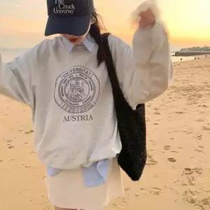 프린팅 인기 유니버시티 오버핏 맨투맨 티셔츠