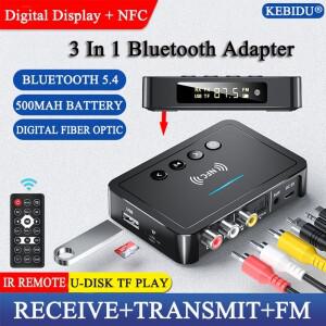 NFC 블루투스 5.4 오디오 어댑터 FM 스테레오 AUX 3.5mm 광학 동축 TFU- 무선 수신기 송신기 TV 자동차 스