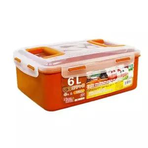 6L 누름락 진공 장아찌통 황토 김장통 투핸들 김치통 사각밀폐용기 황토밀폐용기