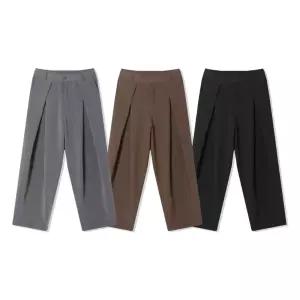 남자 핀턱 뒷밴딩 스트링 와이드 슬랙스 AC-PTA-Q043-모카브라운