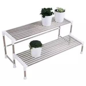 계단식 화분 선반 2단 화분 정리대 철제 거실화분 인테리어