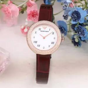 MUST IT_알마니 AR11357 크리스탈 로즈레드 조이아 데일리 여자 가죽 시계 d