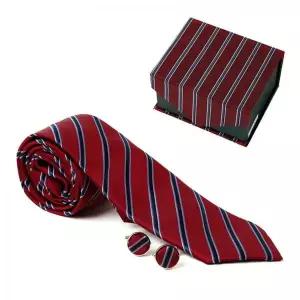 TBZ 와인네이비 사선 타이 커프스링크 세트 A17020 남자넥타이