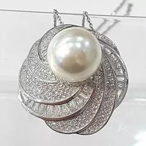 [셀러허브 패션][블루케이] 실버담수진주 합성석 펜던트230909-05