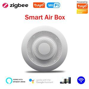 Tuya ZigbeeWiFi 공기질 센서 스마트 에어 박스 CO2 측정기 포름알데히드 VOC 온도 습도 Alexa Google과 함