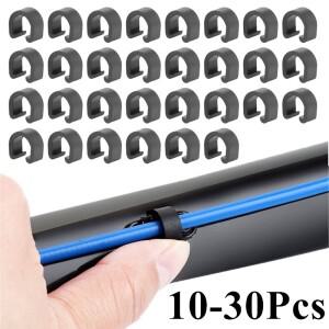 10-30 개가방 자전거 C 형 버클 플라스틱 브레이크 라인 시프트 케이블 가이드 C-클립 U 자형 스냅 클램프