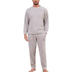 스너글 삭 남성 잠옷 세트 플리스 겨울 수면복 퍼지 긴팔 소프트 라운지웨어 포켓 포함