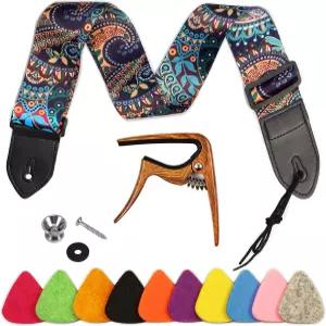 준줄레오 우쿨렐레 스트랩 카포 10가지 컬러 픽 조절 가능한 어깨