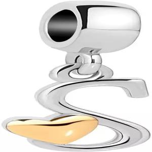 퀸참스 이니셜 A-Z 레터 참 골든 하트 알파벳 당글 비즈 팔찌 및 목걸이용 (S)