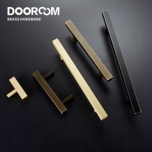 Dooroom Dulu-황동 가구 손잡이 모던한 옷장 드레서 찬장 서랍 캐비닛 문 긴 사각형 블랙골드