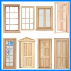 1:12 인형의 집 미니 문 및 창문 일반 재료 인형의 집 가구 액세서리 페인트 및 채색 가능