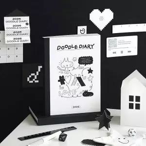 아이코닉 259BZV58 2026 두들 다이어리 위클리 플래너 PVC 커버형 미니파일구성