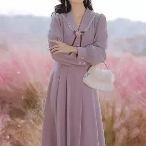 교복몰 복고풍 연보라 숙녀 원피스 코스프레 컨셉의상 DFd5+3oJr