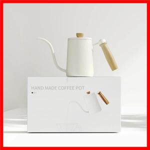 나무 손잡이가 달린 스테인리스 스틸 커피 포트 구즈넥 차 주전자 길고 좁은 주둥이 커피 메이커 600ml