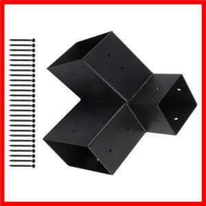 경사 지붕 퍼골라 브래킷 벽면 장착 키트 (4x4인치 기둥용) 스틸 3방향 단방향 하드웨어 포함 블랙