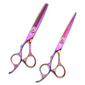 전문 미용 가위 왼손 보라색 드래곤 5.5 