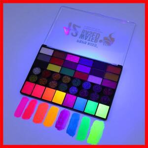 42색 수용성 얼굴 바디 페인팅 세트 UV 네온 글리터 페이스 페인트 아트 할로윈 크리스마스 파티 바디 페인