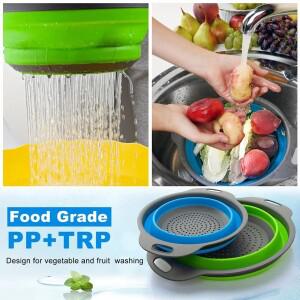 실리콘 접이식 배수구 바구니 과일 야채 세척 스트레이너 채반 주방 수납