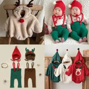 콩지키즈 아기 크리스마스 옷 산타 루돌프 오버롤 겨울 남매룩 3개월 6개월 돌 멜빵바지