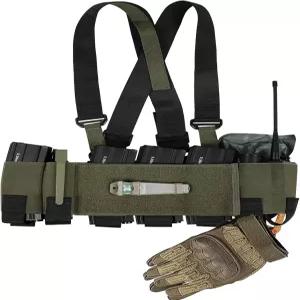 CASONMMAX 저시력 전술 가슴 고정 장치 경량 탄성 리그 커머번드 전투 장비.