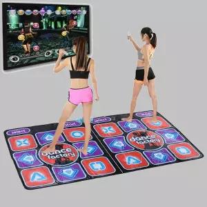 무선 컨트롤러가 있는 더블 유저 댄스 매트 게임 뮤지컬 댄스 매트 100곡 60가지 감각 게임 플러그 앤 플레