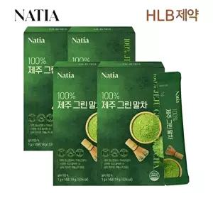 [콴첼]HLB제약 나티아 가루 스틱라떼 프리미엄 녹차 제주 그린말차 14개입 x4박스(총 56개)