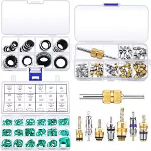 Threlaco 자동차 A/c 밸브 코어 270개의 O-링 키트 30개의 압축기 개스킷 씰 45개의 R12 R134a O 링 캡