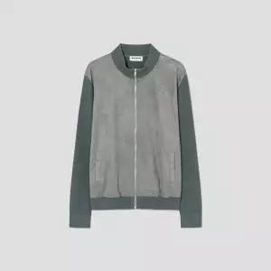 [롯데백화점]로가디스 인조 스웨이드 패치 코튼 혼방 릴렉스드 핏 집업 카디건 - 그린 RY615AP04M