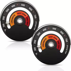 과열로 손상된 굴뚝 파이프를 피하기 위한 프렌다 우드 스토브 온도계 마그네틱 오븐 스토브(2개)