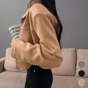 [써니 패션] 여성 봄 가을 스웨이드오버핏 크롭 자켓