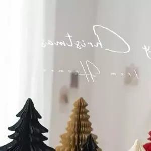 쌍문상회 크리스마스 종이트리 탁상용 15~32cm BJ63 4색 택1 대소 세트 버건디 1개 부품