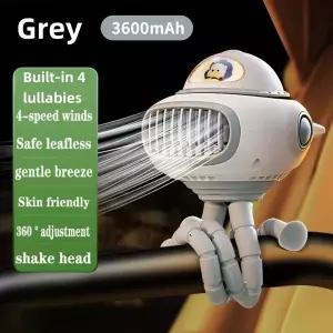 휴대용 유모차 팬 클립 충전식 4 자장가 내장 Standable Bladeless Kids 유모차 스쿠터 미니 문어 팬 야외