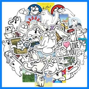 50Pcs 어린이를위한 사이먼의 고양이 스티커 십대 소녀 성인 귀여운 고양이 스티커 물병에 대 한 비닐 방수