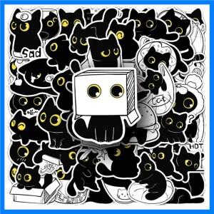 50Pcs 만화 검은 고양이 스티커 재미 있은 고양이 DIY 스티커 Scrapbooking 전화 수하물 스케이트 보드 방