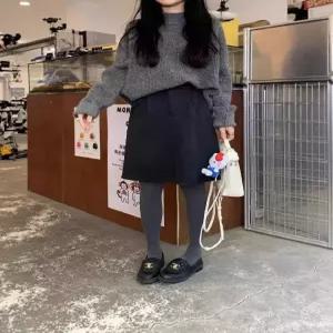 여자스커트 A라인 기모 도톰 다크 그레이 꽃봉오리 미디스커트 가을 겨울 스커트 원템4