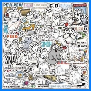 50pcs 사이먼의 고양이 스티커 만화 동물 낙서 장식 가방 워터 컵 전화 케이스 방수 스티커