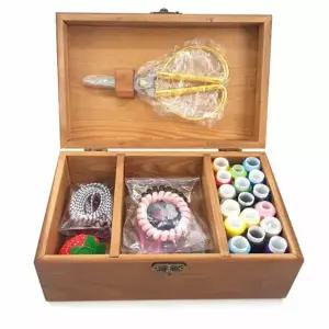 바느질세트 원목 반짇고리함 옷수선 실바늘세트 휴대용