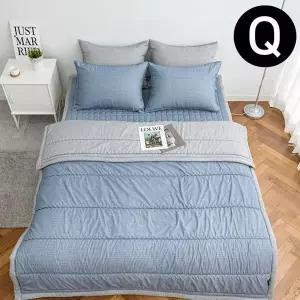 간절기 블루 마이크로패드 이불 소프트 패드 퀸사이즈 고급 침대용