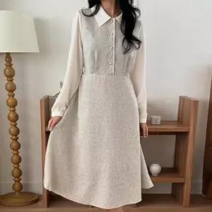 빅사이즈 601 블루밍진주배색원피스 DYPX108