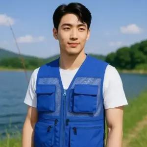 초경량 메쉬 레저 조끼 L 블루 작업조끼 망사조끼