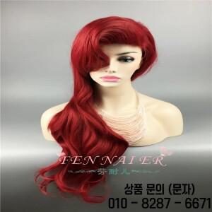 할로윈 여성 쓰레기 인어 코스프레 가발 공주 아리엘 레드 물결 머리 파티 역할 놀이 스타일