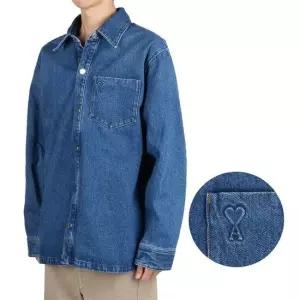 MUST IT_ UJK261 DE0031 480 하트 로고 오버 데님셔츠