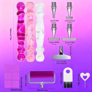 17개 인체공학적 보석 십자수 아트 드릴 비즈 도트 펜 키트 슬림 스레드 스테인리스 스틸 메탈 헤드 롤러